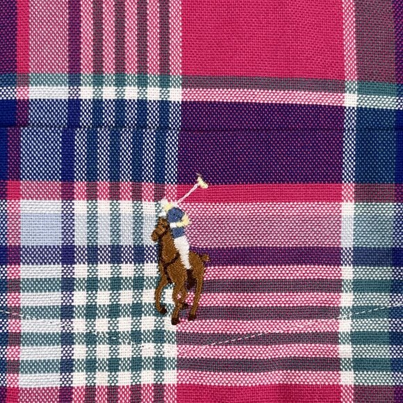 Ralph Lauren Mens Slim Fit Colorful Plaid Flesh Pony Button Down Shirt Sz Small - Picture 6 of 6